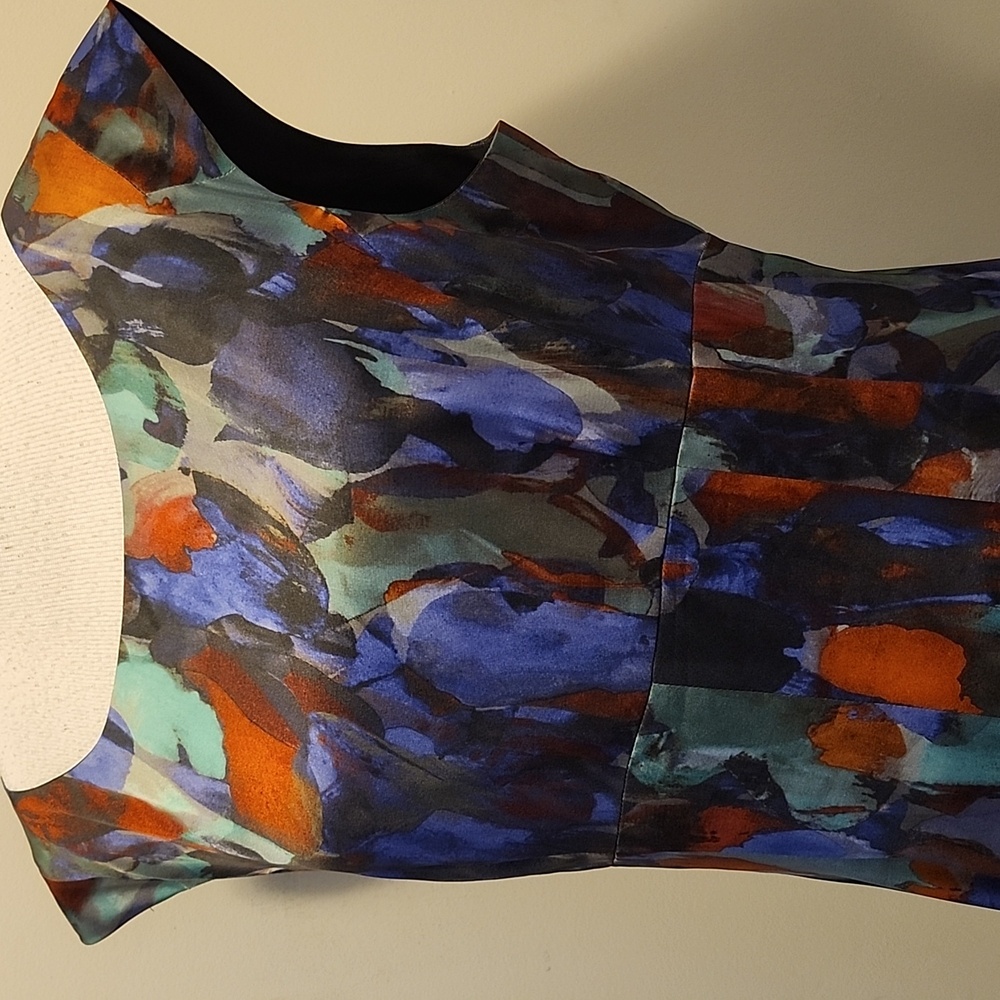 Lafayette 148 New York Watercolor Fit & Flare Dress Sleeveless Size 14 - Picture 2 of 9